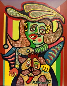 R. D. BISSETT (American, born 1938). The Girl and Her Dog, 2015, Acrylic on canvas. Signed lower