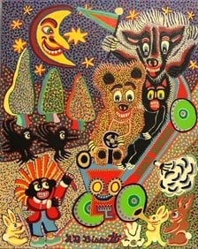 R. D. BISSETT (American, born 1938). The Teddy Bearocar, 2013, Acrylic on canvas. Signed lower right