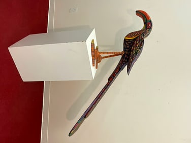 R. D. BISSETT (American born 1938). Mexican Toucan, 1987, Hand carved and colored wooden bird.