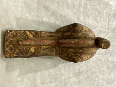 BURKINA FASO GURUNSI POLYCHROMED ZOOMORPHIC WOODEN MASK, - Height:.