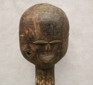 BURKINA FASO LOBI WOODEN HEAD. - Height: 13 inches.