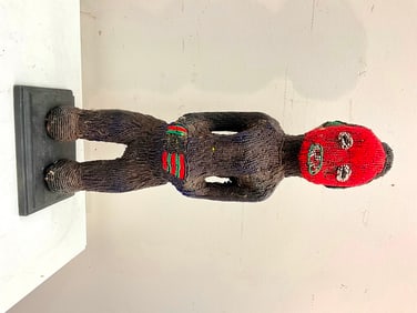 CAMEROONIAN BAMILEKE BEADED FIGURE, - Height:.