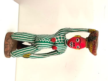 CAMEROONIAN BAMILEKE RED BEADED FIGURE. - Height approximately: 37.5 inches.