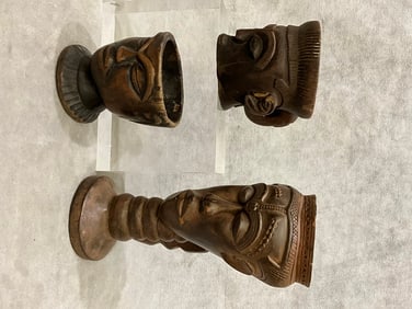 CONGOLESE KUBA PEOPLE PALM WINE CUPS. - Height approximately: 8 1/2".