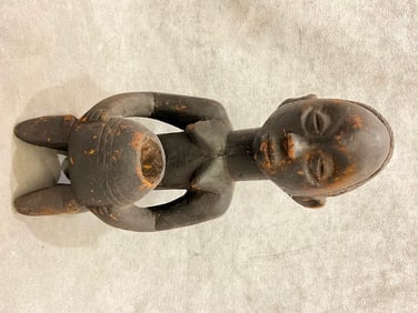 CONGOLESE LUBA FEMALE BOWL BEARER (MBOKO) STATUE, - Height:.