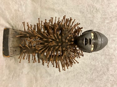 CONGOLESE YOMBE TRIBE NAIL FETISH NKISI FIGURE. - Height approximately: 21 inches.