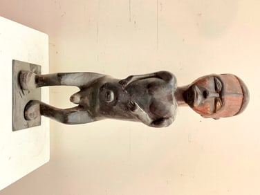 GABONESE TEKE TRIBE ANCESTOR SINGITI HEMBA TYPE FIGURE, - Height: 26 inches.
