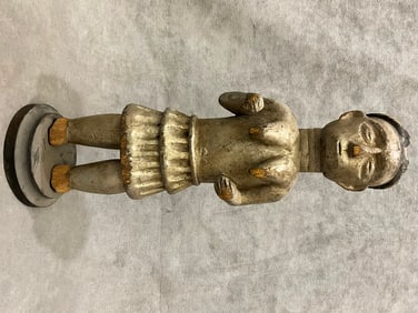 GHANIAN ASHANTI / ASANTE TRIBE SILVERED STATUE. - Height approximately: 15 inches.