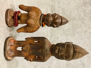 GHANIAN YORUBA IBEJI FIGURES, - Height:.