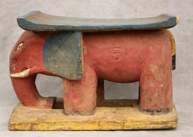 IVORY COAST AKAN ASHANTI ELEPHANT STOOL, - Height:.