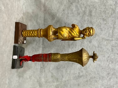 IVORY COAST ASANTE AND AKAN PEOPLES ROYAL STAFFS. - Height approximately: 16 inches.