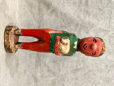 IVORY COAST BAULE PEOPLES WESTERN STYLE COLORFUL MAN WITH HIS CAT. - Height approximately: 18