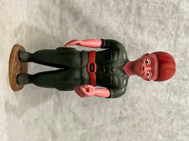 IVORY COAST BAULE PEOPLES WESTERN STYLE COLORFUL STATUE. - Height approximately: 19 inches.