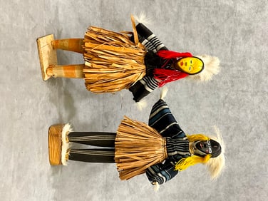 IVORY COAST DAN PEOPLES STILT DANCING STATUES. - Height approximately: 17 inches.