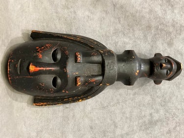 IVORY COAST YOHURE SNAN AKAN PEOPLE FACE MASK. - Height approximately: 16 inches.
