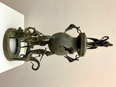 MALIAN DOGON BRONZE CEREMONIAL LIDDED VESSEL, - Height:.