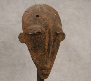 MALIAN DOGON PEOPLES FUNERAL DEATH METAL MASK, - Height:.