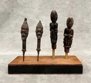 NIGERIAN YORUBA OGBONI SOCIETY EDAN RITUAL STAFFS,