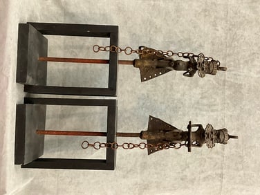 NIGERIAN YORUBA PEOPLE EDAN OGBONI FIGURES. - Height: 35 inches.