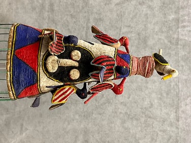 NIGERIAN YORUBA TRIBE BEADED CROWN HEADDRESS. - Height approximately: 21 inches.