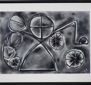 AMERICAN SCHOOL (20th century). Abstract, Mixed media on paper. Illegibly signed lower right hand