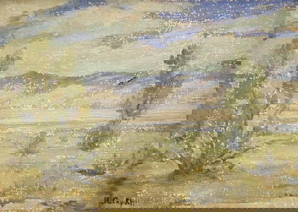 AMERICAN SCHOOL (20th century). Arizona Landscape, Oil on canvas. Signed "Campbell" lower left hand: AMERICAN SCHOOL (20th century). Arizona Landscape, Oil on canvas. Signed "Campbell" lower left hand corner. Framed. - Sight (approx.): 8 x 11 inches; frame: 10 x 13 inches.