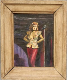 CHARLES HOOVER (American, 1897-1969). Portrait of a Singer, circa 1950, Oil on canvas. Label on back
