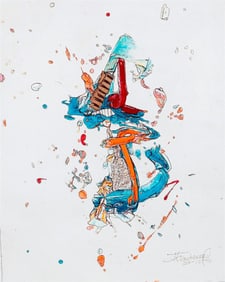 H GUTIERREZ (American, 20th century). Untitled, 2016, Mixed media on canvas. Signed and dated lower