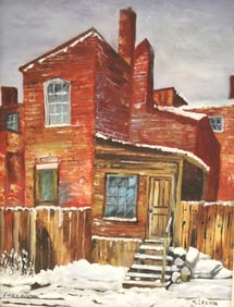 H. IRETON (American, 20th century). Baltimore's First Snow, Oil on canvas. Signed and titled at