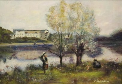JESSIE M. ASFORT (American, 20th century). Ville d'Avray, West of Paris, Oil painting after the