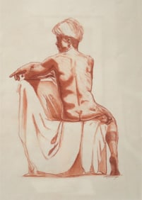 PAMELA MCDONOUGH (American, 20th century). Michael # 1, [LGBTQ+ INTEREST]. Sanguine pencil drawing