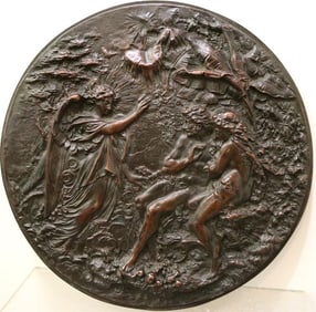 CONTINENTAL RELIEF DECORATED BRONZE MEDALLION, 19th century. - diameter 10in (25.5cm).