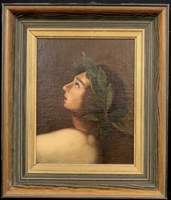 CONTINENTAL SCHOOL (19th century). Clio, the Greek Muse of History. Oil on canvas depicting Clio
