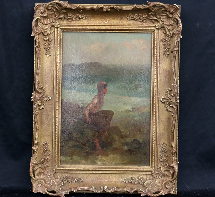 CONTINENTAL SCHOOL (Early 20th century). The Young Fisherman, (For restoration) Oil on board of a (1 of 10)