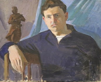 IGOR ALEKSEEVICH MALYARENKO (Ukrainian, 1934 - 2002). Portrait of Man in a blue pullover with