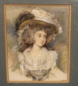 AFTER GEORGE ROMNEY. (English, 19th century). Sarah Ley, Mrs. Richard Tickell, Watercolor portrait