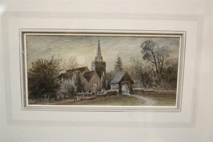 ENGLISH SCHOOL (19th century). The Schoolhouse, Watercolor on paper. Unsigned. Framed. Not examined