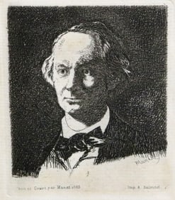 AFTER EDOUARD MANET (French, 19th century). Portrait of Charles Baudelaire in Profile, Etching