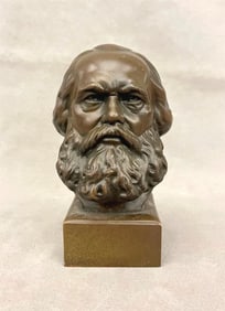 AFTER OSKAR GLADENBECK (German, 1850-1921). Karl Marx, Patinated bust. Signed.