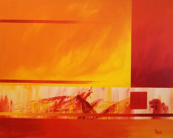 ITALO VALENTI (Italian, 1912-1995). Untitled Abstract, Acrylic on canvas. Signed lower right hand