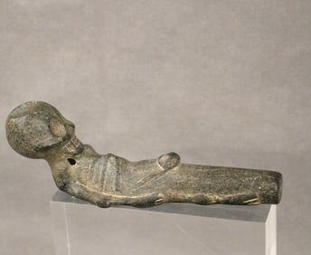 MEXICAN POSSIBLY PRE-COLUMBIAN SKELETON RITUALS PIPE. - Length: 9.5 inches.