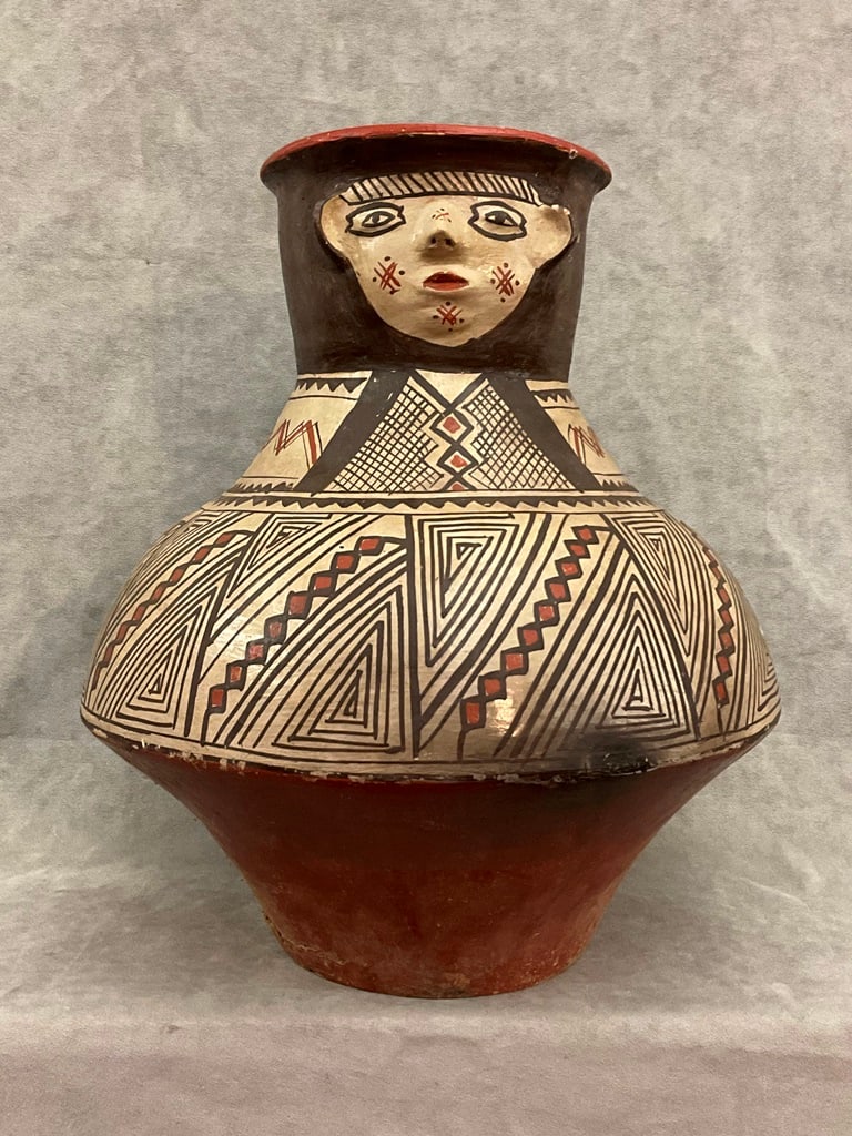 PERUVIAN SHIPIBO POTTERY EFFIGY VESSEL. - Height: 21 1/2 inches. (1 of 11)