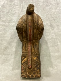 BURKINA FASO GURUNSI POLYCHROMED ZOOMORPHIC WOODEN MASK, - Height:.