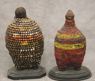 CAMEROONIAN BEADED FERTILITY DOLLS NAMJI COAST. - Height: 9 and 10 inches.