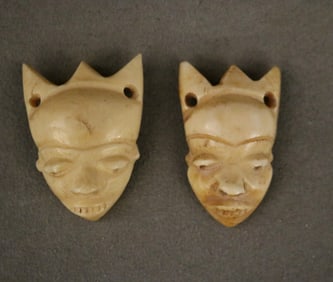 CONGOLESE IKHOKHO PENDE MINIATURE PENDANT MASKS. - Height: 2.25 inches.