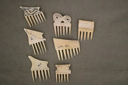 IVORY COAST BAULE AKAN COMBS. - Average height: 2 inches.