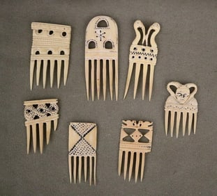 IVORY COAST BAULE AKAN COMBS. - Average height: 2.5 inches.