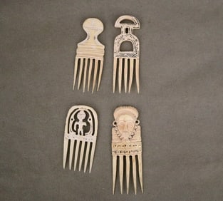 IVORY COAST BAULE AKAN COMBS. - Average height: 3.5 inches.