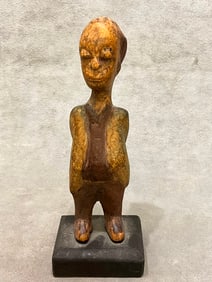IVORY COAST BAULE PEOPLES WESTERN STYLE MAN FIGURINE. - Height: 7 inches (including base).