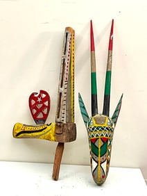 MALIAN BAMANA SOGO BO PUPPETS. - Height: 38 inches.
